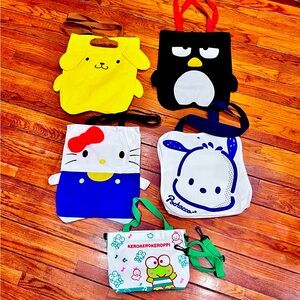 Bundle of five Hello Kitty and Friends Canvas Bags